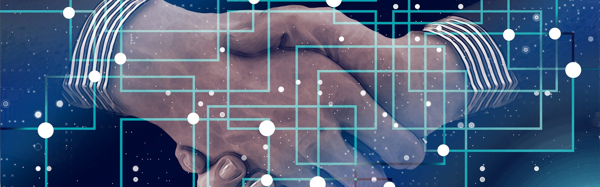 Wirtschaftsrat der GDI-DE Händeschütteln vor Datennetz