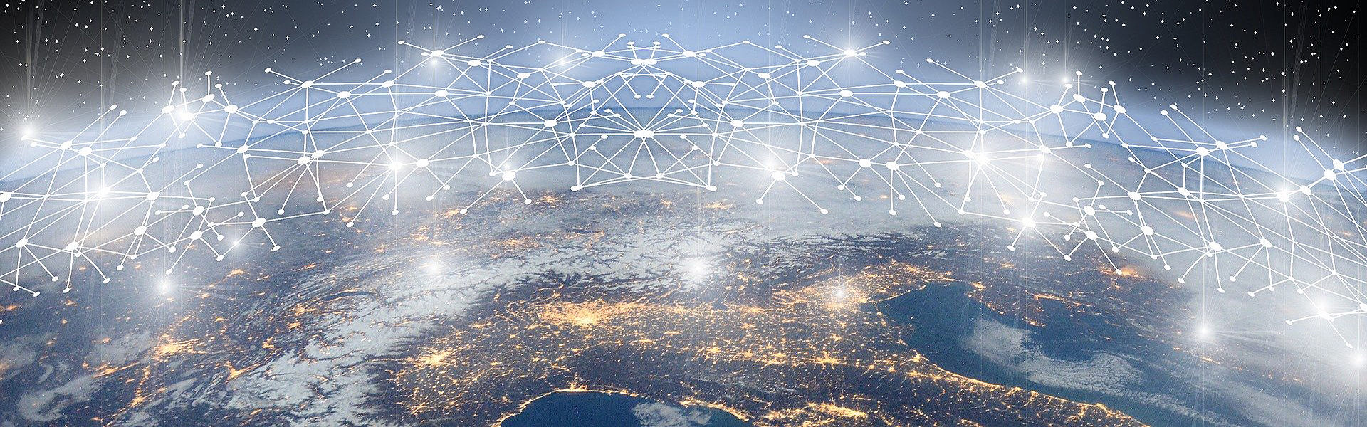 Webseiten mit Viewern und Portalen Teil der Erdkugel mit leuchtendem Netz