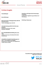 Seite mit Inhaltsverzeichnis der GDI-DE News 02/2023